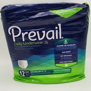 Prevail Daily Underwear 2XL Incontinence Briefs 12Ct Anti Odor Adult 68" - 80"
